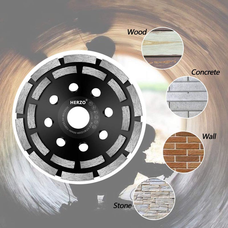 HERZO Diamond Concrete Grinding Wheel 5 inch,Double Row Diamond Cup Wheel for Polishing and Cleaning Stone Concrete Surface, Cement, Marble, Rock, Granite, and Thinset Removing - Image 5